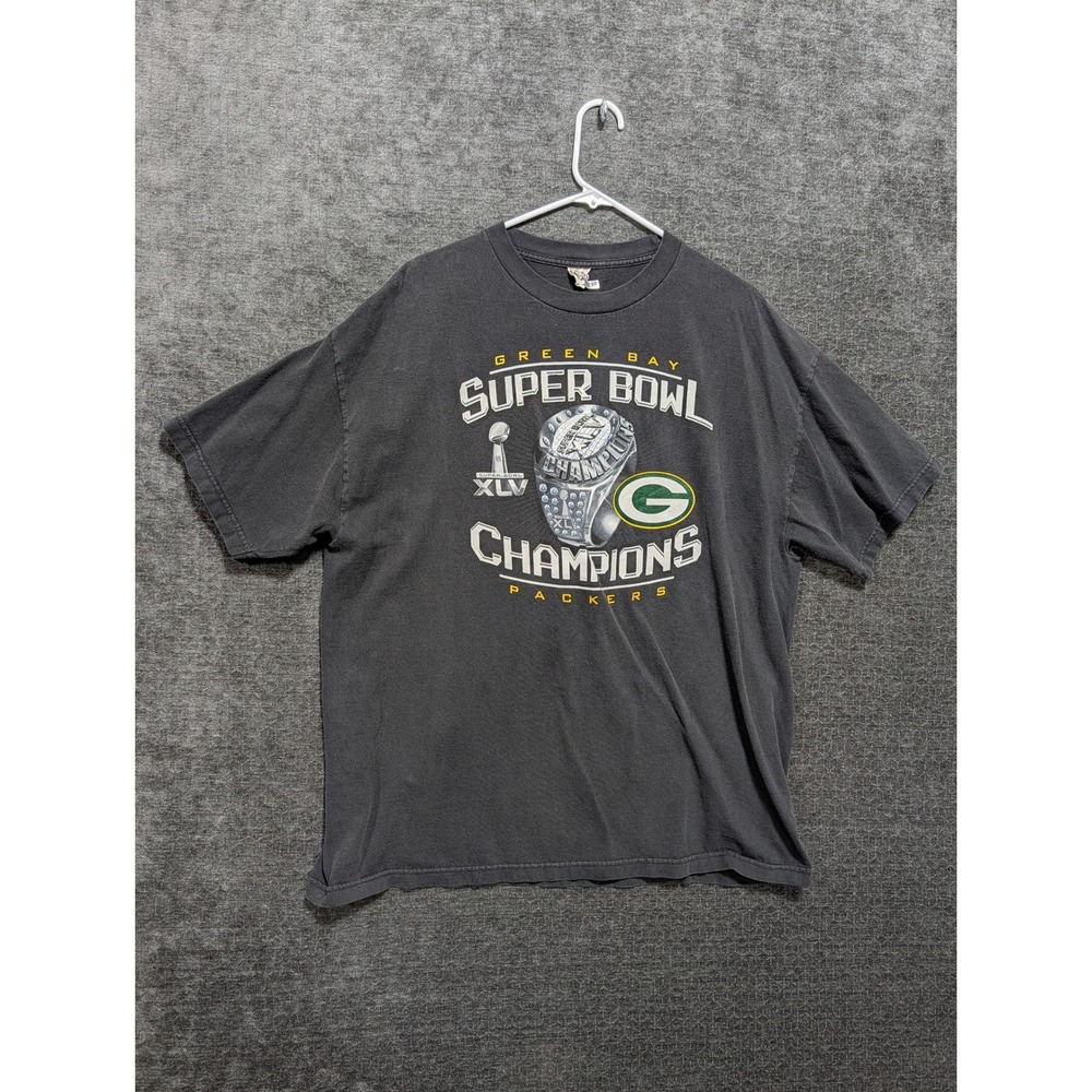 Green Bay Packers Super Bowl XLV Champions T-Shirt Black Alstyle Mens XL 1037